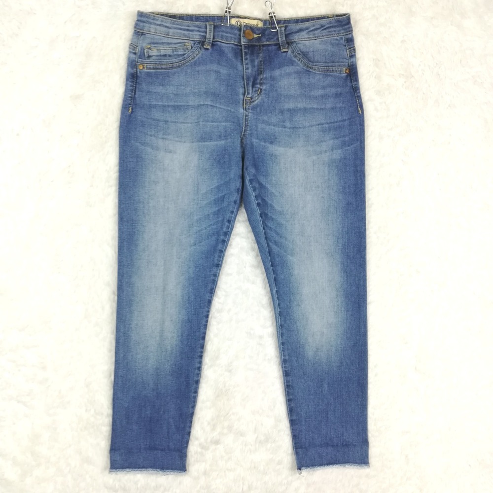 Democracy Womens Jeans Seamless Ankle Skimmer Blue Denim Light Wash Raw Hem 12
